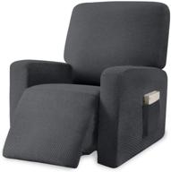 🪑 granbest stretch recliner cover: premium thick chair slipcover with pockets - furniture protector in gray logo