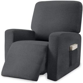 img 4 attached to 🪑 Granbest Stretch Recliner Cover: Premium Thick Chair Slipcover with Pockets - Furniture Protector in Gray