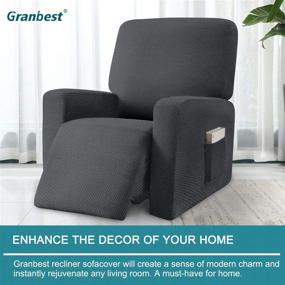 img 3 attached to 🪑 Granbest Stretch Recliner Cover: Premium Thick Chair Slipcover with Pockets - Furniture Protector in Gray