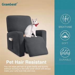 img 1 attached to 🪑 Granbest Stretch Recliner Cover: Premium Thick Chair Slipcover with Pockets - Furniture Protector in Gray