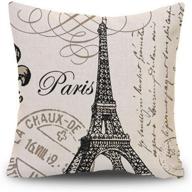 🗼 decor mi black and beige love paris linen square throw pillow case decorative durable eiffel tower throw pillow covers for couch sofa bed living room cushion slipcover 18x18 inch logo