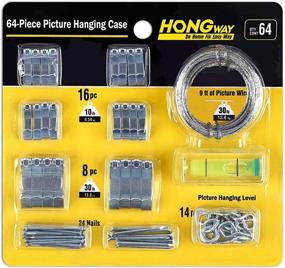 img 4 attached to 🌟 Hongway 64pcs Gallery Picture Hooks Assorted Hanging Kit with Level and Wire – Heavy Duty Hardware for Frame Wall Mounting