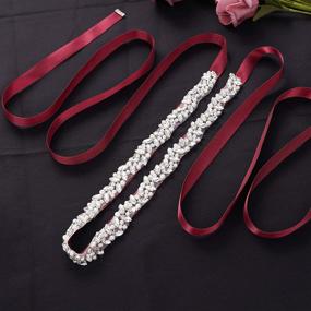 img 1 attached to Sarekabride Crystal Rhinestones Bridesmaid Silver Burgundy Women's Accessories and Belts