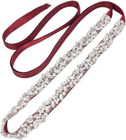 img 4 attached to Sarekabride Crystal Rhinestones Bridesmaid Silver Burgundy Women's Accessories and Belts