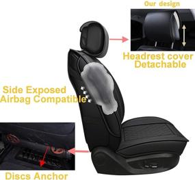 img 1 attached to 🚗 INCH EMPIRE 2 Front Waterproof Synthetic Leather Car Seat Cover - Universal Fit for BMW, Buick, Chevrolet, Dodge, Ford, Honda, Hyundai, Infiniti, Jeep - Easy Installation (2 Front - Black Grid Trim)