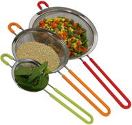 k basix fine mesh strainer stainless steel set of 3 - non-slip silicone handle - large, medium & small sizes - ideal for quinoa, flour, powdered sugar, pasta, noodles, tea - filter, rinse, and strain with ease logo