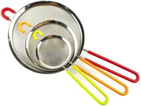 img 1 attached to K BASIX Fine Mesh Strainer Stainless Steel Set of 3 - Non-Slip Silicone Handle - Large, Medium & Small Sizes - Ideal for Quinoa, Flour, Powdered Sugar, Pasta, Noodles, Tea - Filter, Rinse, and Strain with Ease