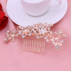 img 1 attached to 💎 Frcolor Crystal Rhinestone Comb and Bridal Pearl Flower Hair Pins - Perfect Hair Accessories for Wedding Party