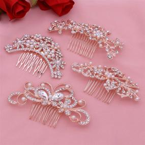 img 2 attached to 💎 Frcolor Crystal Rhinestone Comb and Bridal Pearl Flower Hair Pins - Perfect Hair Accessories for Wedding Party