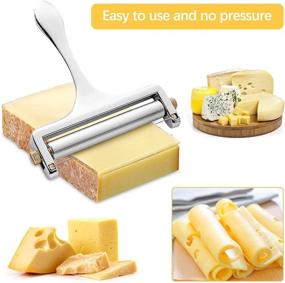 img 1 attached to 🧀 Adjustable Thickness Cheese Slicer with Wired Cheese Cutter - Kitchen Cooking Tool for Soft Cheese | Includes 4 Replacement Stainless Steel Cutting Wires