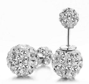 img 4 attached to 💎 Wenbin Sparkling Double-Sided Ball Rhinestone Crystal 925 Sterling Silver Tribe Earrings - Fashionable Ladies' Ball Stud Earrings