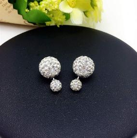 img 1 attached to 💎 Wenbin Sparkling Double-Sided Ball Rhinestone Crystal 925 Sterling Silver Tribe Earrings - Fashionable Ladies' Ball Stud Earrings