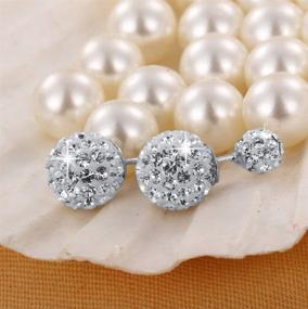 img 2 attached to 💎 Wenbin Sparkling Double-Sided Ball Rhinestone Crystal 925 Sterling Silver Tribe Earrings - Fashionable Ladies' Ball Stud Earrings