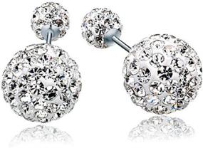 img 3 attached to 💎 Wenbin Sparkling Double-Sided Ball Rhinestone Crystal 925 Sterling Silver Tribe Earrings - Fashionable Ladies' Ball Stud Earrings