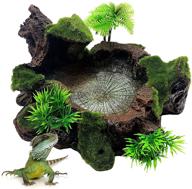 hamiledyi resin reptile platform: realistic tree trunk decor with food/water dish for bearded dragon, lizard, gecko and more logo