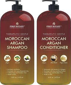 img 4 attached to 🌿 16 fl oz x 2 Moroccan Argan Oil Shampoo and Conditioner Set - Gentle, Sulfate Free, Restorative Formula for All Hair Types. Revitalizes Scalp, Hydrates, Detangles Hair, and Repairs Split-Ends.