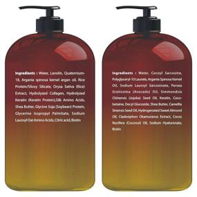 img 3 attached to 🌿 16 fl oz x 2 Moroccan Argan Oil Shampoo and Conditioner Set - Gentle, Sulfate Free, Restorative Formula for All Hair Types. Revitalizes Scalp, Hydrates, Detangles Hair, and Repairs Split-Ends.