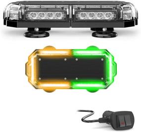 img 4 attached to 🚨 High-Intensity SpeedTech Lights Mini 14 LED Strobe Lights – 72W for Trucks, Cars, Plows, and Emergency Vehicles with Magnetic Roof Mount in Eye-Catching Amber/Green