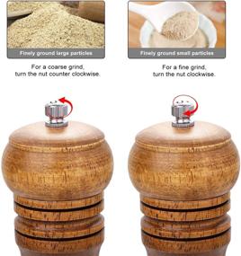 img 3 attached to 🧂 Wooden Salt and Pepper Grinder Set with Adjustable Rotating Screw for Home Kitchen,Camping,Restaurant and BBQ - Professional Salt and Pepper Mill Set (2 Pack)