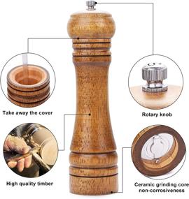 img 1 attached to 🧂 Wooden Salt and Pepper Grinder Set with Adjustable Rotating Screw for Home Kitchen,Camping,Restaurant and BBQ - Professional Salt and Pepper Mill Set (2 Pack)