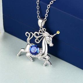 img 2 attached to 🦄 Dorella Unicorn Necklace with January Birthstones Garnet, Blue Sapphire, Peridot, and Citrine - Sterling Silver Jewelry Gift for Daughter's Christmas, Birthday, or any Occasion