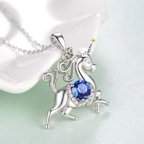 img 3 attached to 🦄 Dorella Unicorn Necklace with January Birthstones Garnet, Blue Sapphire, Peridot, and Citrine - Sterling Silver Jewelry Gift for Daughter's Christmas, Birthday, or any Occasion