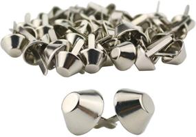 img 4 attached to 🔩 TinaWood 100PCS 15mm Plate Bottom Stud Bag Feet/Silver Cone Studs Purse Feet Spike Nailheads Brad leathercraft Findings (Pack of 100, 15mm Size)