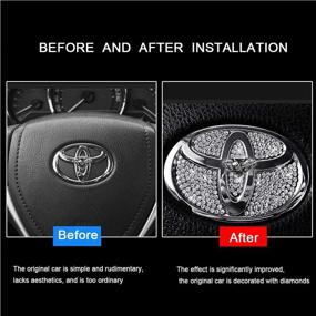 img 3 attached to 🔹 Декоративная алмазная наклейка для Toyota MARKX, Camry, Highlander, Corolla, RAV4 - Украшение для рулевого колеса автомобиля (совместимо с Toyota)