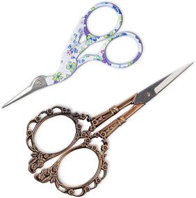 img 4 attached to 🌸 BIHRTC Vintage Plum Blossom and Classic Crane Design Sewing Scissors Set for Embroidery, Sewing, Craft, Art Work & Everyday Use - Pack of 2, 1 Design per Scissor