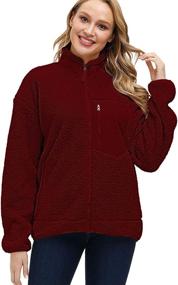 img 1 attached to 🧥 Kisscynest Women's Full Zip Fleece Jacket: Stay Cozy with Stand Collar, Fuzzy Fluffy Warmth & Sherpa Coat for Winter