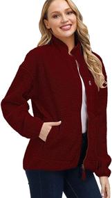 img 2 attached to 🧥 Kisscynest Women's Full Zip Fleece Jacket: Stay Cozy with Stand Collar, Fuzzy Fluffy Warmth & Sherpa Coat for Winter