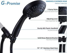 img 2 attached to 🚿 Premium High Pressure Hand Held Shower Head with 6 Spray Settings and Adjustable Solid Brass Arm Mount - Oil-Rubbed Bronze Finish