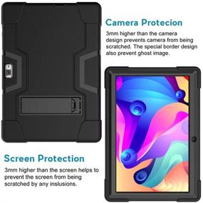 img 2 attached to 📱 Rugged Protective Case for Vankyo MatrixPad S30 10 Inch Tablet - Shockproof Armor Defender Cover (Black/Black)