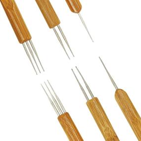 img 2 attached to 🧶 6 Piece Set of Dreadlocks Crochet Hooks with Bamboo Handle, Hair Weaving Needle for Hair Braiding Crafts, Includes 0.5mm, 0.75mm, 1, 2, and 3 Hooks