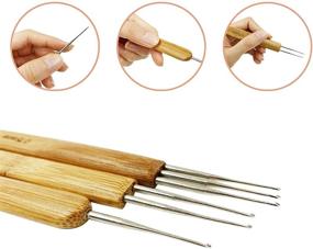 img 1 attached to 🧶 6 Piece Set of Dreadlocks Crochet Hooks with Bamboo Handle, Hair Weaving Needle for Hair Braiding Crafts, Includes 0.5mm, 0.75mm, 1, 2, and 3 Hooks