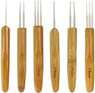 🧶 6 piece set of dreadlocks crochet hooks with bamboo handle, hair weaving needle for hair braiding crafts, includes 0.5mm, 0.75mm, 1, 2, and 3 hooks logo