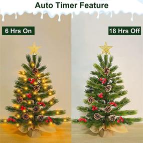 img 1 attached to 🎄 TURNMEON 24" Tabletop Prelit Christmas Tree: Realistic with 50 Lights, Timer, & 8 Modes - Mini Artificial Xmas Tree for Indoor & Outdoor Holiday Decorations