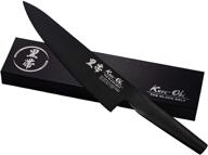 🔪 kuro-obi black titanium coated 8 inch chef knife - stylish and lightweight german high carbon stainless steel blade, designed in tokyo japan for kitchen and cooking needs, ensuring hygiene логотип