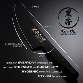 img 2 attached to 🔪 Kuro-Obi Black Titanium Coated 8 Inch Chef Knife - Stylish and Lightweight German High Carbon Stainless Steel Blade, Designed in Tokyo Japan for Kitchen and Cooking Needs, Ensuring Hygiene