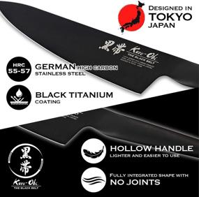 img 3 attached to 🔪 Kuro-Obi Black Titanium Coated 8 Inch Chef Knife - Stylish and Lightweight German High Carbon Stainless Steel Blade, Designed in Tokyo Japan for Kitchen and Cooking Needs, Ensuring Hygiene