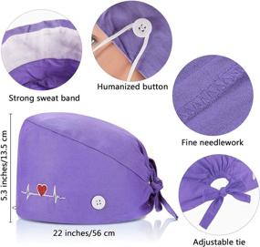 img 1 attached to 👒 SATINIOR 4-Piece Working Cap with Buttons, Gender-Neutral Bouffant Hat with Adjustable Sweatband for Work