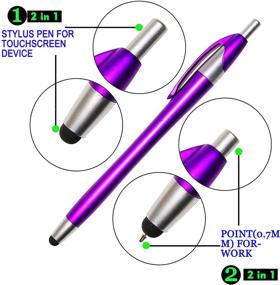 img 2 attached to SKOLOO Pack of 14 Electronic Screen Touch Stylus Pens - 2-in-1 Click Ball Pen, Ballpoint Pen and Slim Stylus for Universal Tablets and Smartphones - Multi-Colored