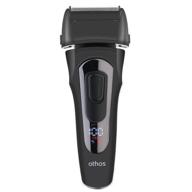 othos men's electric razor - cordless foil shaver with 3 blades, pop-up trimmer, usb charger, lithium battery, led display, waterproof design for body hair and beard styling logo