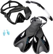 🤿 supertrip snorkel set with impact resistant tempered glass anti-fog snorkeling mask and adjustable diving fins - dry top snorkel and open heel flippers included logo