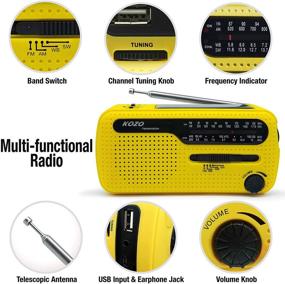 img 3 attached to 📻 Топ-рейтинговое NOAA погодное радио от Kozo: идеальный сопровождающий в чрезвычайной ситуации с динамо-ручкой и зарядным солнечным панелями, увеличенным диапазоном приема, ярким желтым дизайном.