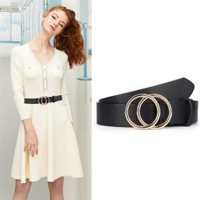 img 1 attached to Women Fashion Double Buckle Leather Women's Accessories in Belts