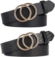 women fashion double buckle leather women's accessories in belts logo