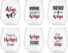 img 4 attached to TOSSWARE POP 14oz Vino All About Wine Series - SET OF 6 Premium Quality, Recyclable, Unbreakable & Crystal Clear Plastic Printed Glasses