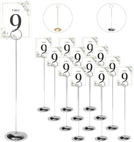 img 4 attached to 📋 HOHIYA 12-Inch Chrome Plated Table Number Holder Stands - Perfect for Weddings, Restaurants, and Parties (Pack of 12)
