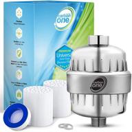 🚿 carbonone 15 stage universal multi-level shower filter for hard water - eliminates chlorine, fluoride, chemicals, and heavy metals - nourishes hair, skin, and nails - high output and replaceable cartridge logo